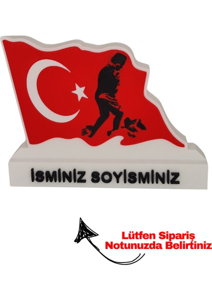 Türk Bayraklı Atatürklü Masaüstü İsimlik