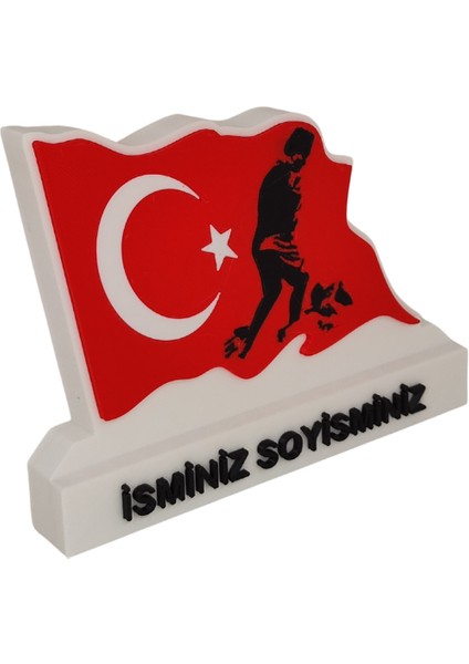 Türk Bayraklı Atatürklü Masaüstü İsimlik modelleri