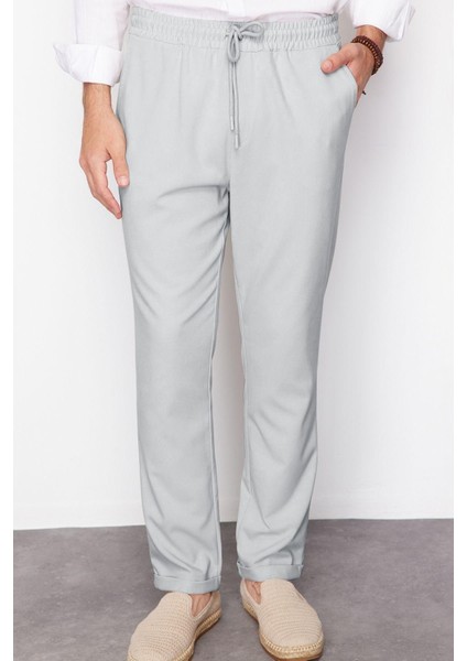 Erkek Yeni Moda Dar Paça Regular Boy Dokuma Beli Lastikli Slim Fit Kumaş Pantolon