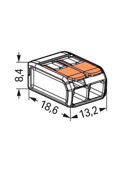 221-412 2 Li Konnektör; Şeffaf Gövde; Turuncu KOLLU16 Lı Paket
