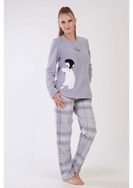 Kadın Polar Uzun Kol Gri Pijama Takım C7T8N1O303 fiyatları