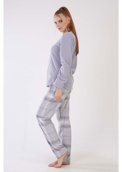 Kadın Polar Uzun Kol Gri Pijama Takım C7T8N1O303 modelleri
