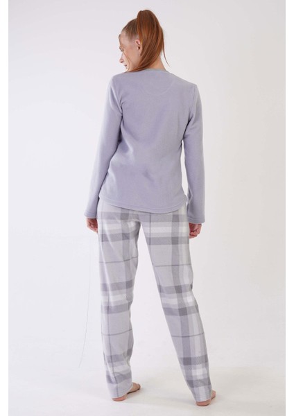Kadın Polar Uzun Kol Gri Pijama Takım C7T8N1O303 fırsatları