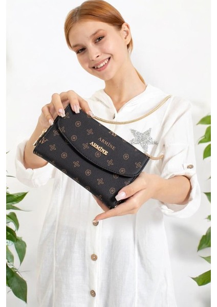 C14 Siyah Baskılı Kadın Günlük Çanta