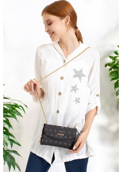 C14 Siyah Baskılı Kadın Günlük Çanta modelleri