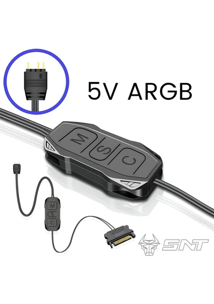 Snt Argb Denetleyici  5V 3pin Sata  Güç Beslemeli 1 Port