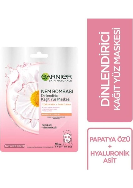 Hassas ve Kuru Ciltler Için Nem Bombası Dinlendirici Kağıt Yüz Maskesi 3'lü Set 36005419456472 fiyatları