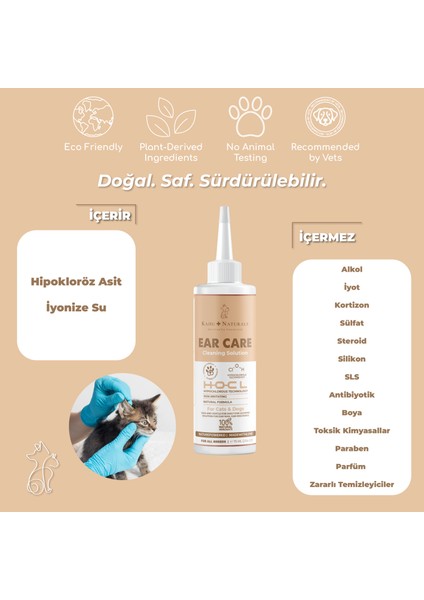 Kulak Temizleme Solüsyonu Kulak Kiri Hijyen ve Bakımı Kedi ve Köpek 75 ml