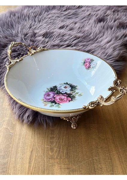 Antique Kulplu Yuvarlak Kase 36 cm