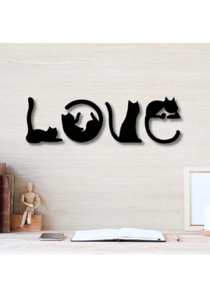 Kedi love dekoratif ahşap tablo 60 x 20 cm modelleri