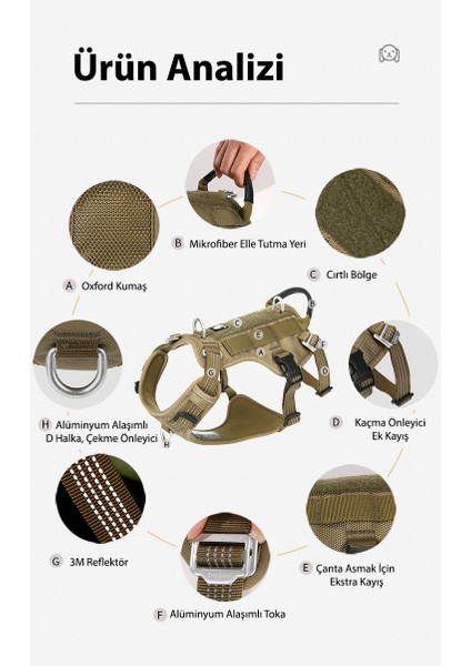 Tactical Asker Yeşili Köpek Göğüs Tasması modelleri