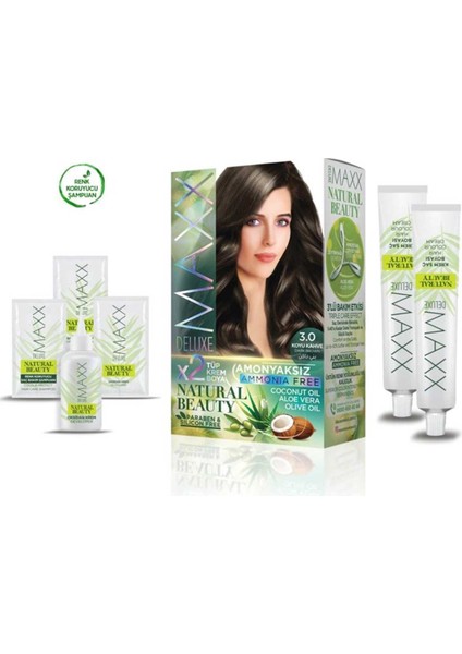 Maxx Deluxe Natural Beauty Amonyaksız Saç Boyası 3.0 Koyu Kahve - ISL4877-7447