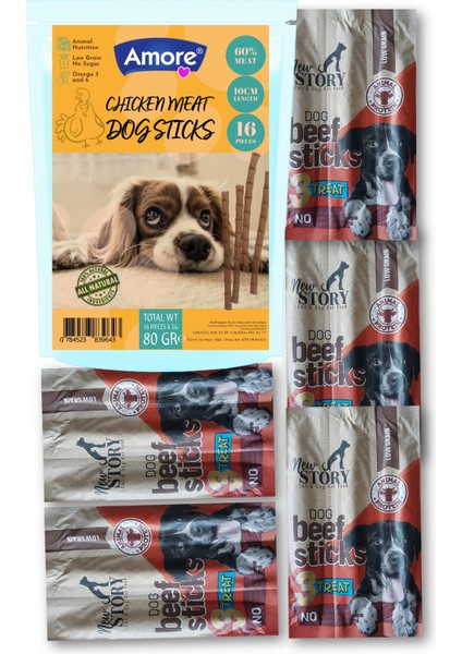 Tavuk Etli Köpek Ödül Çubuğu 16-Sticks, 5 Adet 3lü XL Beef Sticks