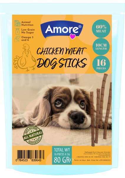 Tavuk Etli Köpek Ödül Çubuğu 16-Sticks, 5 Adet 3lü XL Beef Sticks