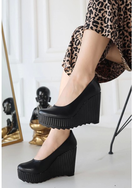 Klara Siyah Cilt Doldu Topuk Ayakkabı modelleri