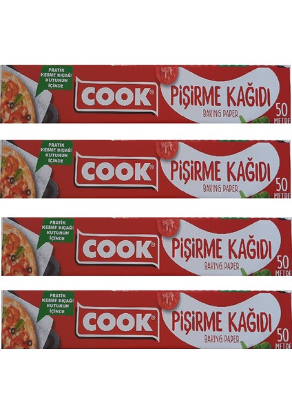 Pişirme Kağıdı 37CM x 50METRE (Kesme Bıçağı Hediyeli) 4 Rulo