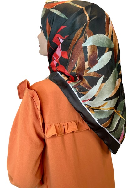 Kristal Eşarp, Yaprak Desenli Kristal Rayon Eşarp 01064
