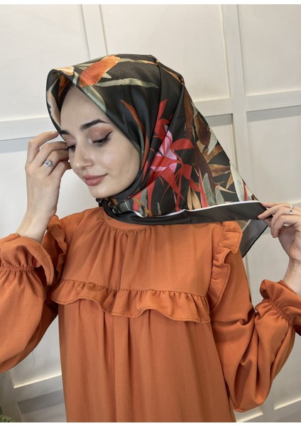 Kristal Eşarp, Yaprak Desenli Kristal Rayon Eşarp 01064