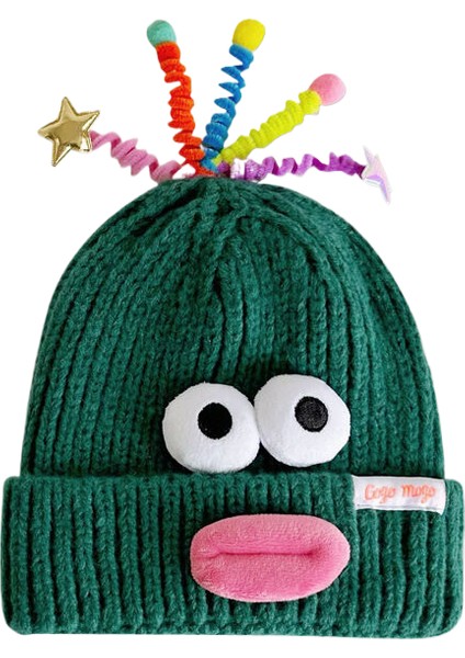 Ebeveyn-Çocuk Bere Şapka Kadın Sevimli Çizgi Komik Gözler Dokunaçlar Sonbahar ve Kış Çocuk Sıcak Örgü Şapka Parlayacak (Yurt Dışından)