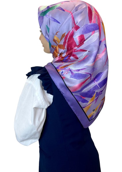 Kristal Eşarp, Yaprak Desenli Kristal Rayon Eşarp 01064