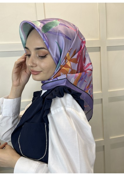 Kristal Eşarp, Yaprak Desenli Kristal Rayon Eşarp 01064
