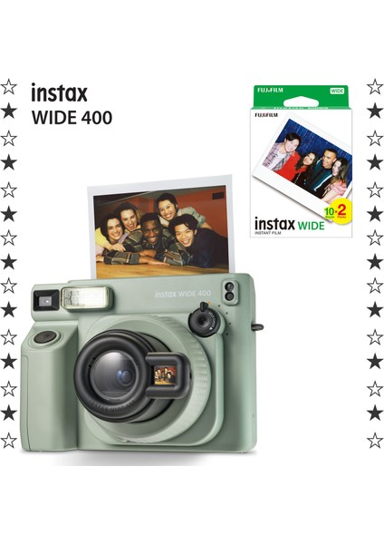 Instax Wide 400 Yeşil Fotoğraf Makinesi ve 20'li Film