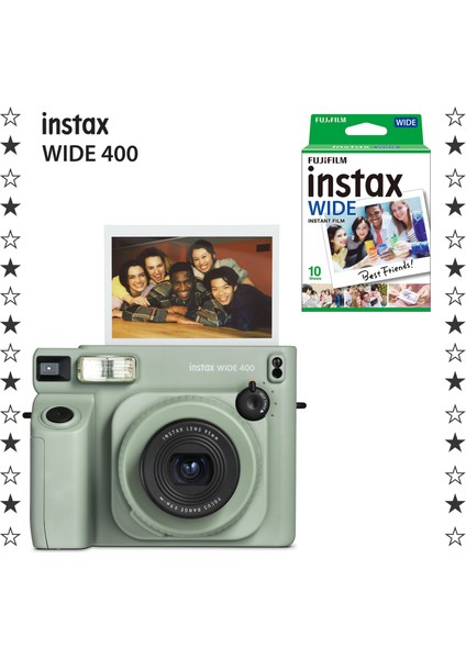 Instax Wide 400 Yeşil Fotoğraf Makinesi ve 10'lu Film