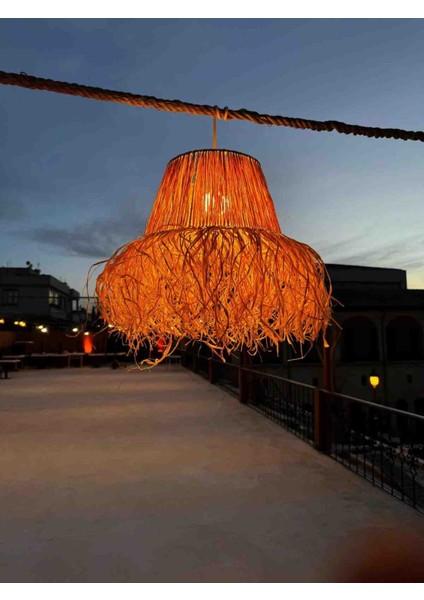 Hasır Doğal Saçaklı Dekoratif Çift Katlı Avize fırsatları