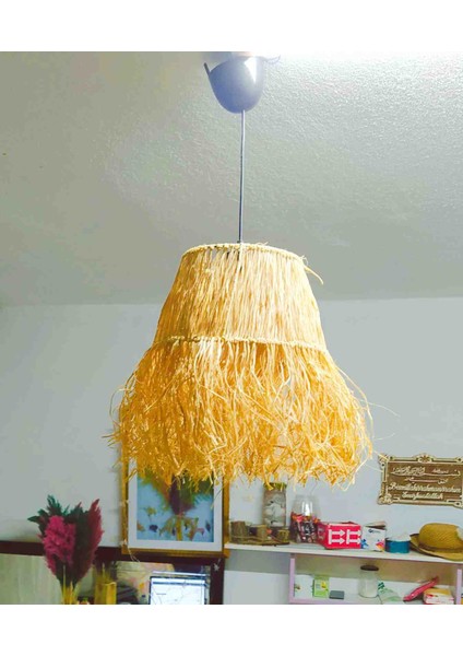 Hasır Doğal Saçaklı Dekoratif Çift Katlı Avize indirimleri