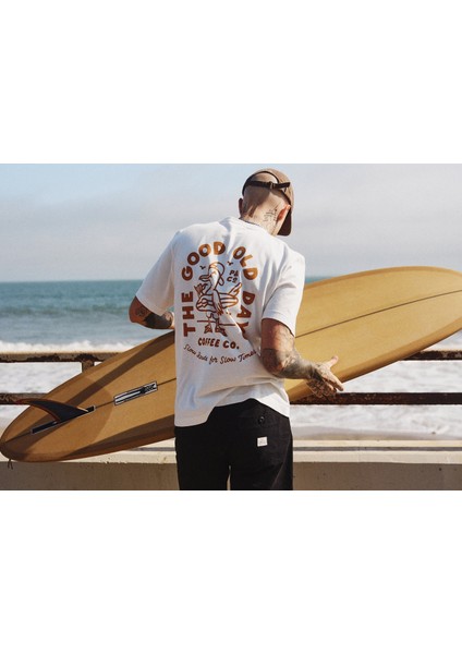 Bisiklet Yaka The Good Old Day Baskılı Oversize Erkek T-Shirt