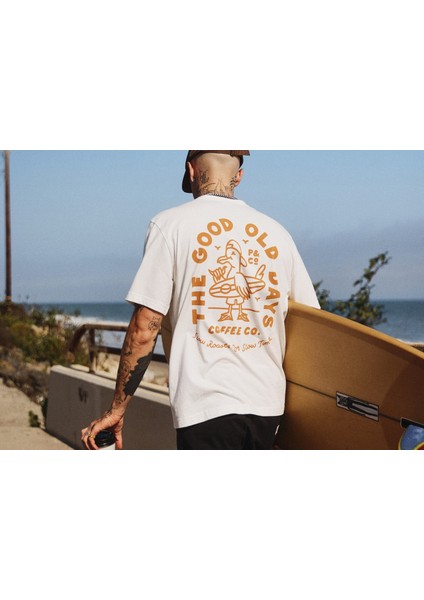 Bisiklet Yaka The Good Old Day Baskılı Oversize Erkek T-Shirt