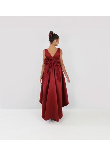 Kız Çocuk Asimetrik Bordo Anvelop Elbise Doğum Günü Parti Mezuniyet Elbise fiyatları