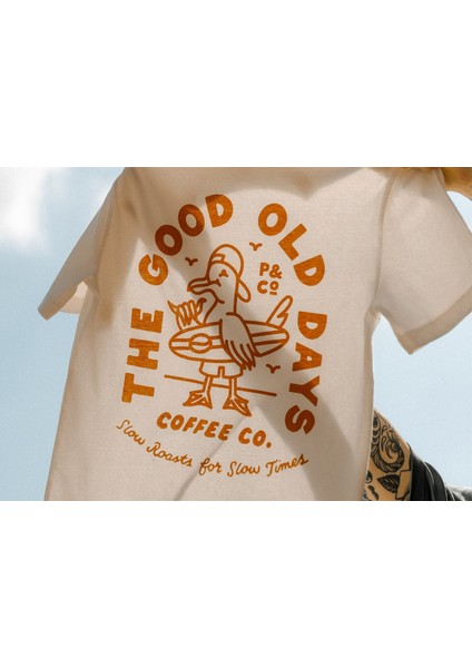 Bisiklet Yaka The Good Old Day Baskılı Oversize Erkek T-Shirt