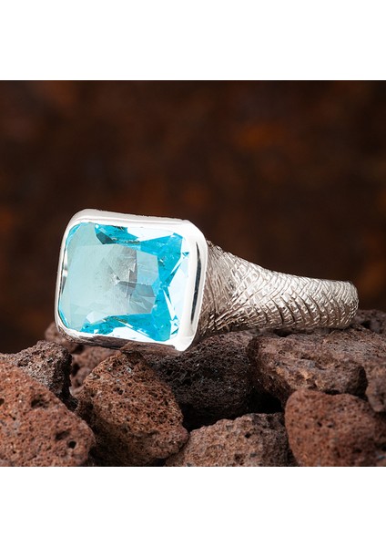 Aquamarin Taşlı Bayan Otantik Gümüş Yüzük fiyatları