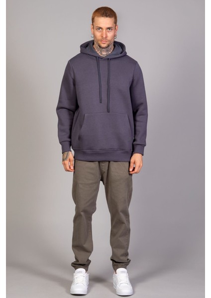Erkek Regular Fit Kanguru Cepli Kapüşonlu Antrasit Sweatshirt indirimleri