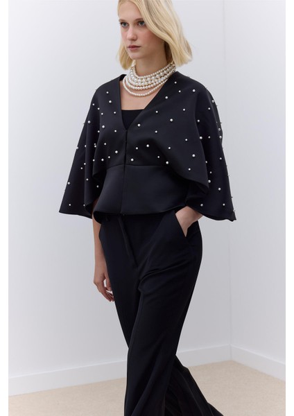 Incili Abiye Kimono Siyah modelleri