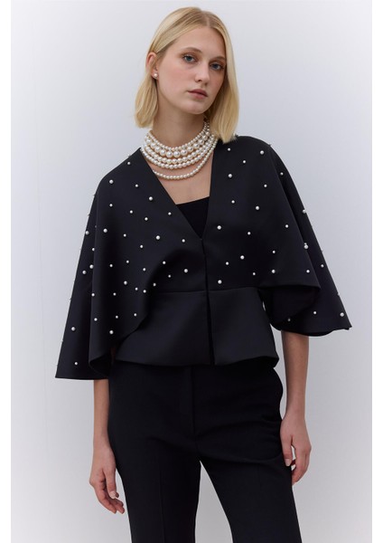 Incili Abiye Kimono Siyah fırsatları