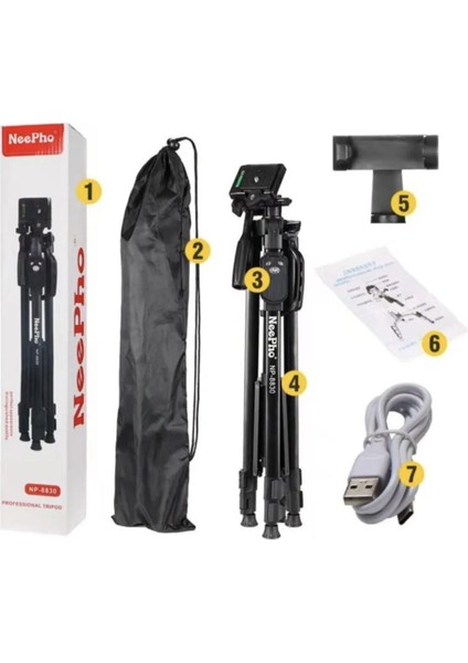 NP-8830 Profesyonel Tripod: Bluetooth Kumandalı ve Çok Yönlü Kullanım