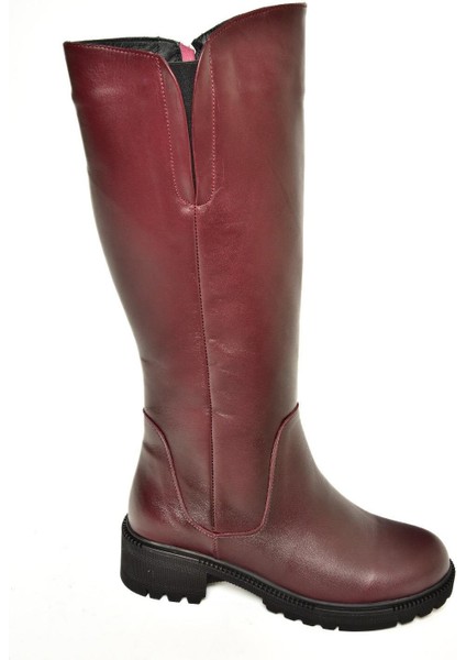 N654226103 Bordo Hakiki Deri Günlük Kadın Çizme fiyatları