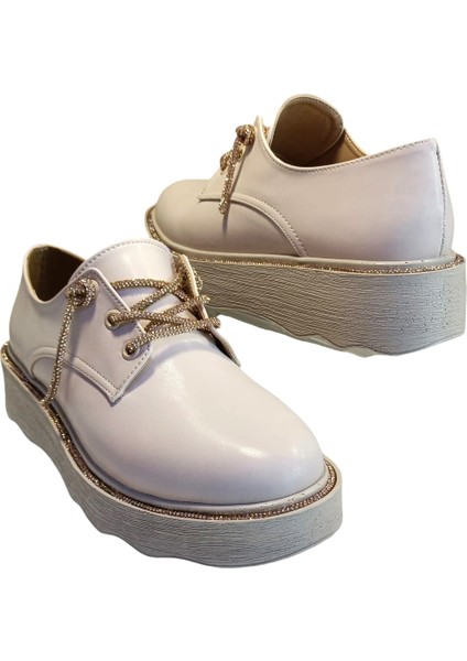160 Kadın Taşlı Bağcıklı Casual Ayakkabı Ten modelleri
