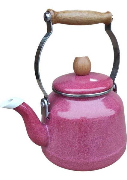 Emaye Vintage Demlik Üstten Saplı Pembe 2,5 Litre Çaydanlık