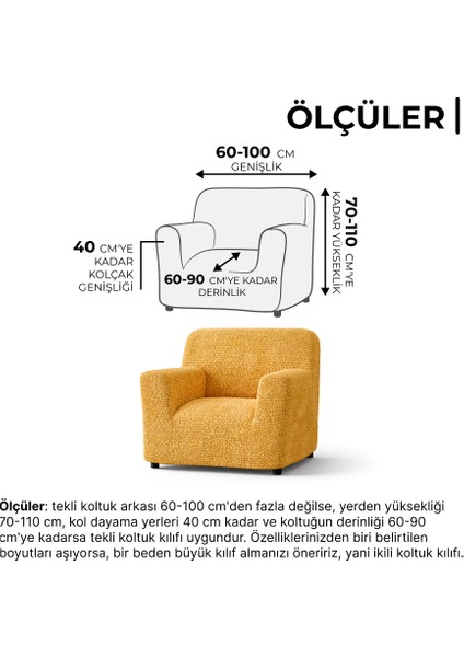 Lastikli Esnek ve Yıkanabilir Tek Kişilik Koltuk Örtüsü Koltuk Kılıfı -Ocre