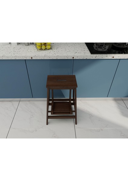 Ahşap Katlanabilir Basamaklı Tabure Ceviz Renk modelleri