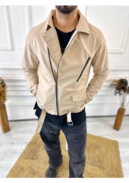 Deri Ceket Çapraz Fermuarlı Kemerli Yeni Sezon Cepli Deri Mont fiyatları