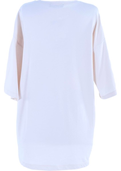 2096_KISA Kollu Oversize Basic T-Shirt