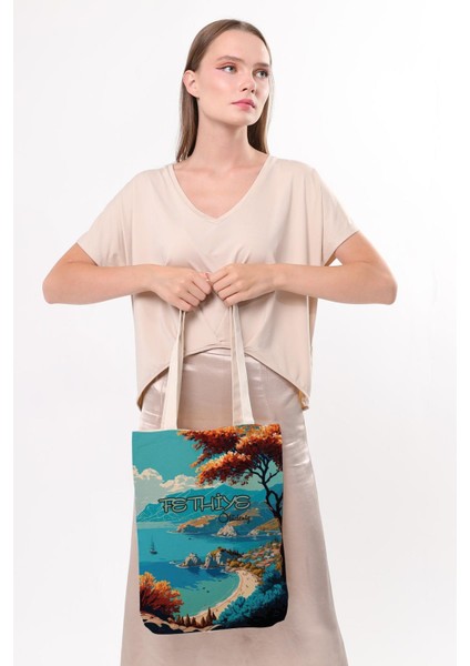 Kanvas Fethiye Ölüdeniz Baskılı Bez Çanta fırsatları