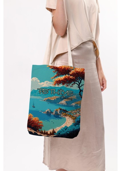 Kanvas Fethiye Ölüdeniz Baskılı Bez Çanta indirimleri