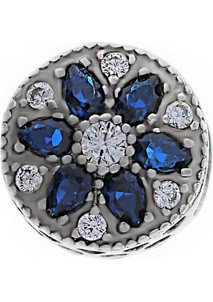 Kadın Lacivert Damla Taş Model Gümüş Charm