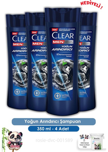 Men Yoğun Arındırıcı Şampuan 350 ml x 4 adet + Rosie