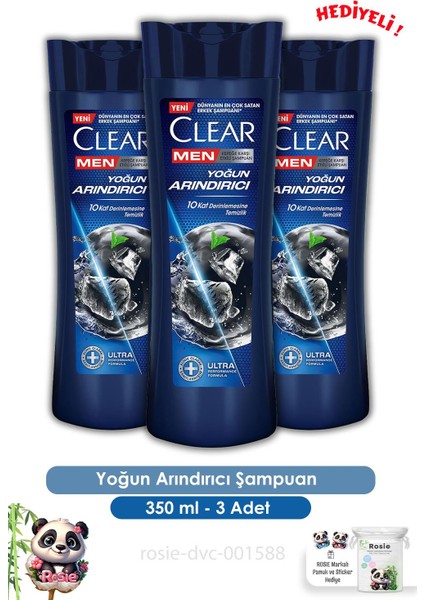 Men Yoğun Arındırıcı Şampuan 350 ml x 3 adet + Rosie